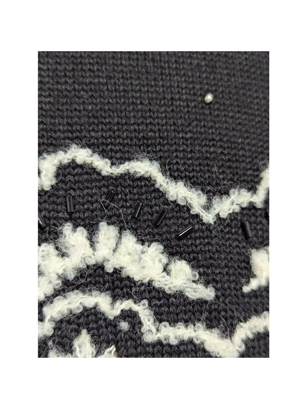 Susan Bristol Women's Black Long-Sleeve Hand Embroidery Beaded Pattern Sweater S - Picture 3 of 8